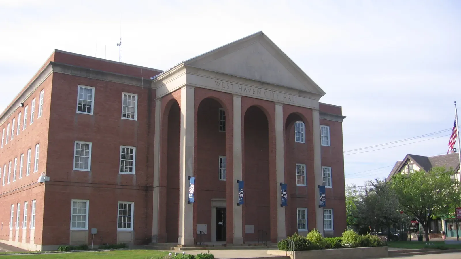 West Haven City Hall, a brick Greek Revival civic building